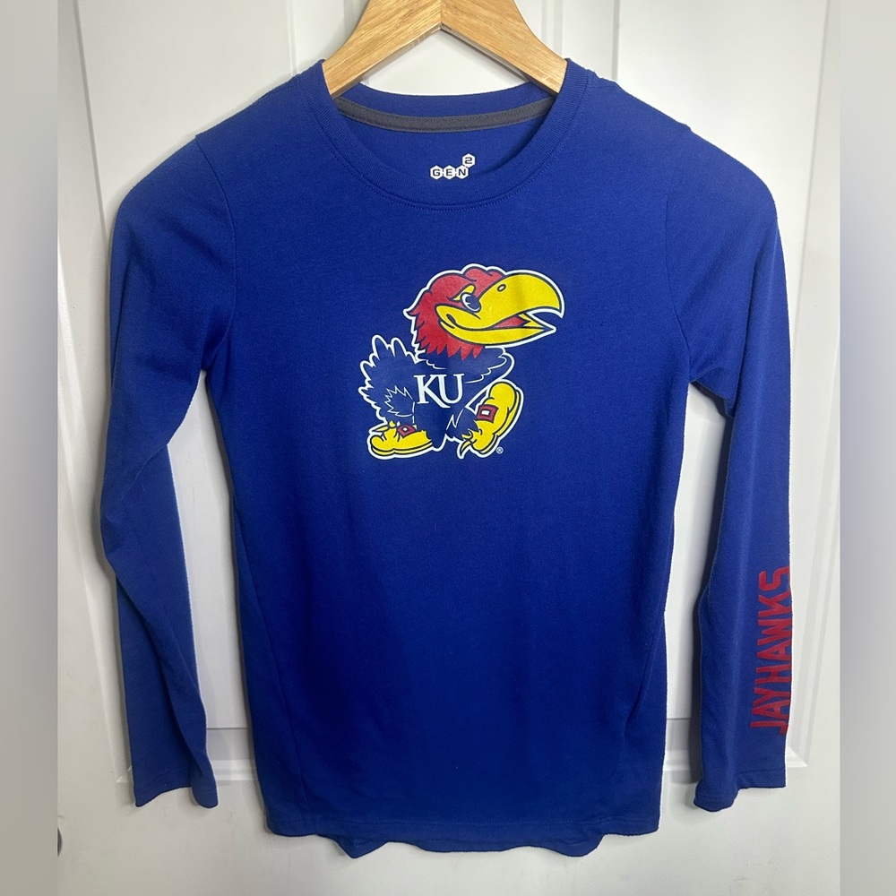 Kansas Jayhawks Youth Royal Blue Long-Sleeve Tee